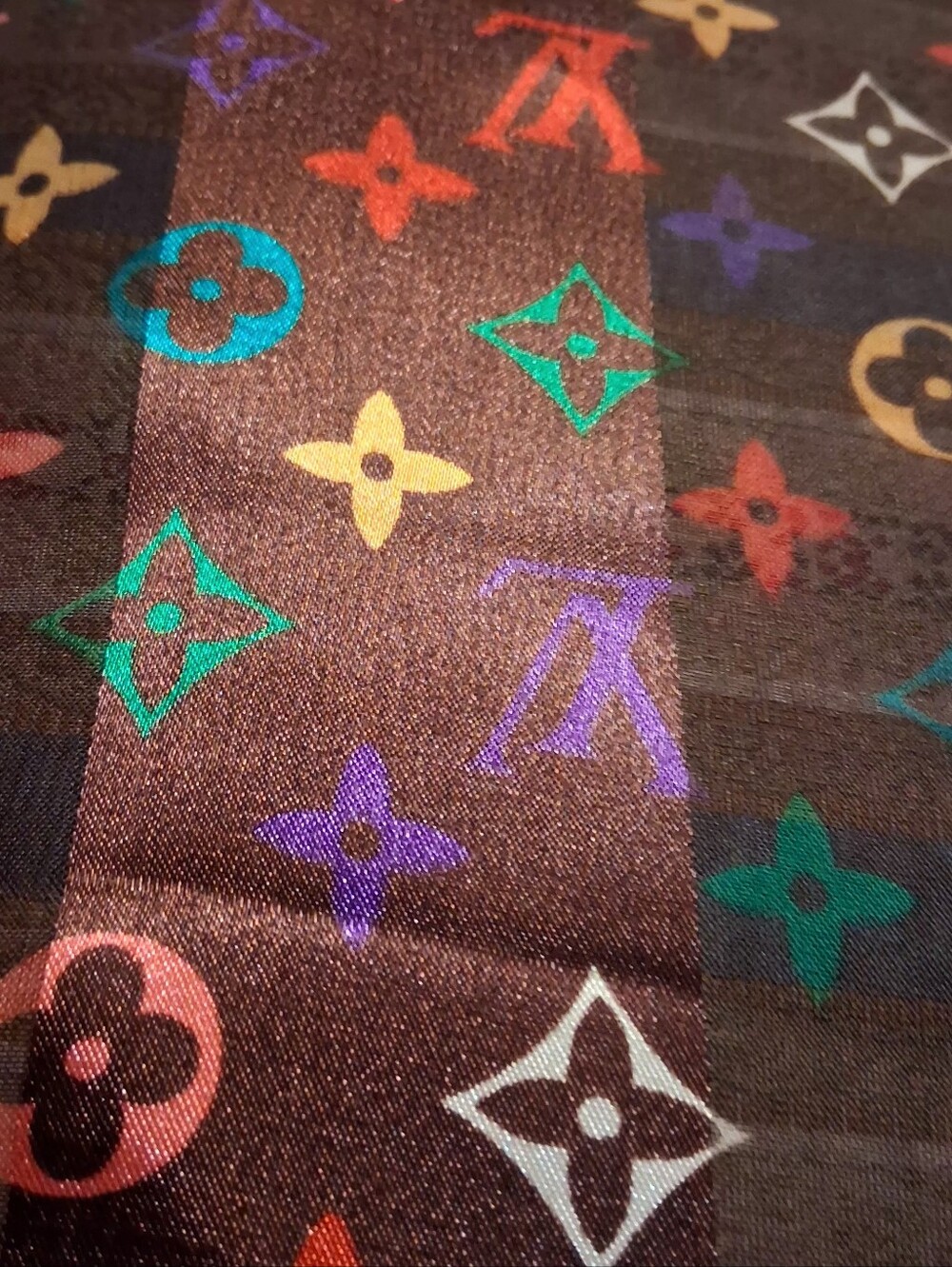 VINTAGE LOUIS VUITTON LOGO Scarf Long Multi Color Logo LV - Picture 8 of 11